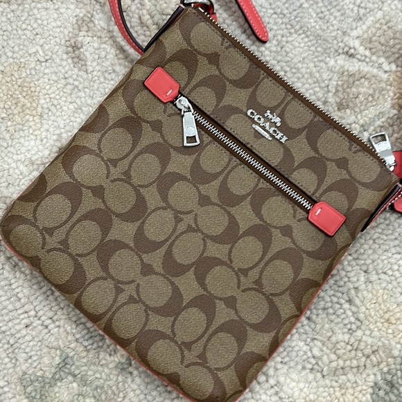 LIKE NEW BROWN MONOGRAM CROSSBODY BAG - Picture 2 of 7